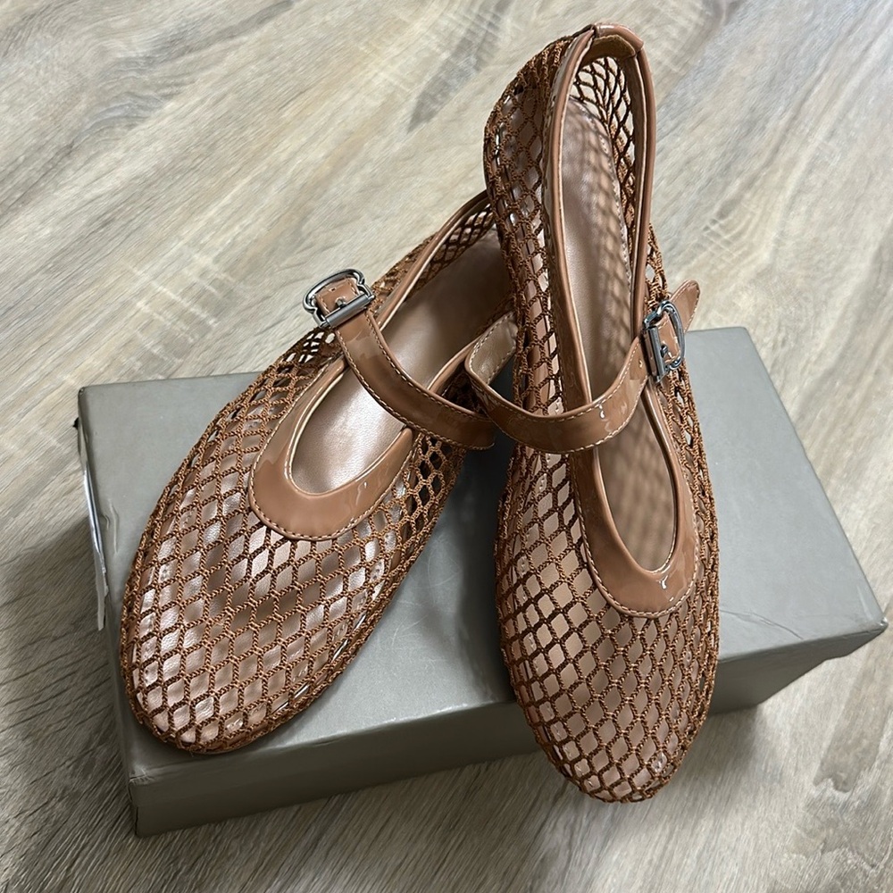 Alaia inspired fishnet ballet flats